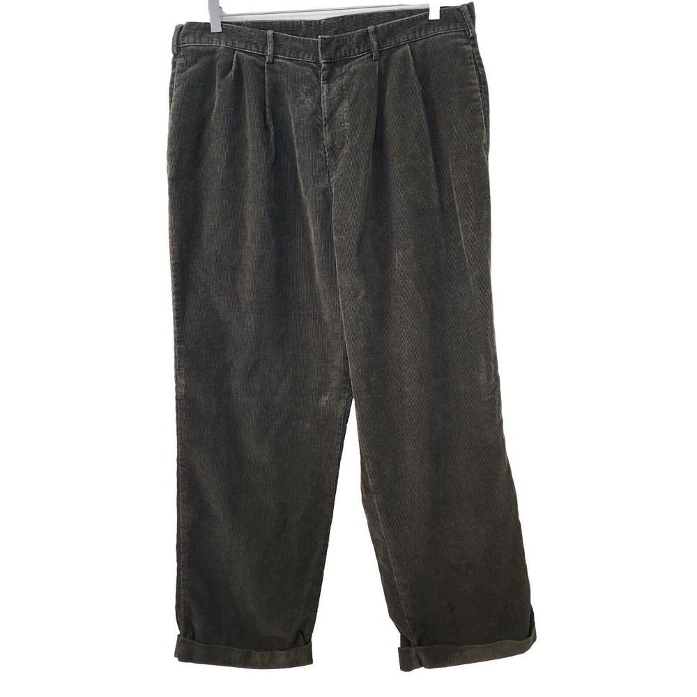DOCKERS Recode Dark Brown Stretch Pleated Front Corduroy Pants Men Size 38 X 30